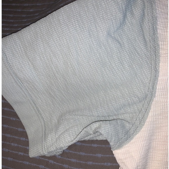 Sage/cream Contrast Sleeve Knit Rib Top - Picture 11 of 12